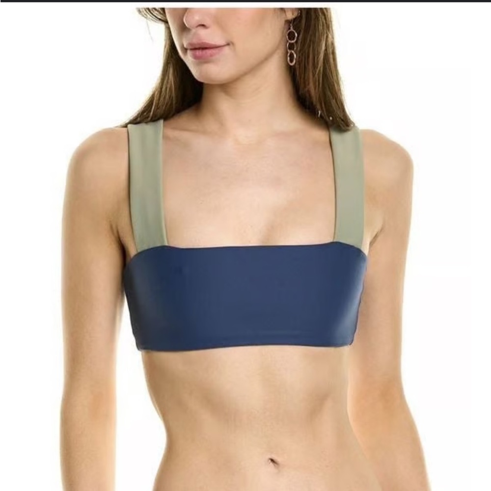 WeWoreWhat Blue and Green Bandeau Bra with Wide Straps